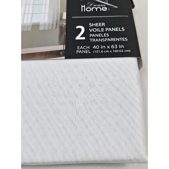 2 Sheer Voile Panels 40 In X 63 In White Polyester Curtains Drapes - Picture 4 of 6